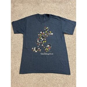 Disney World T-Shirt Small Blue Excellent Mickey Mouse Silhouette Graphic Tee